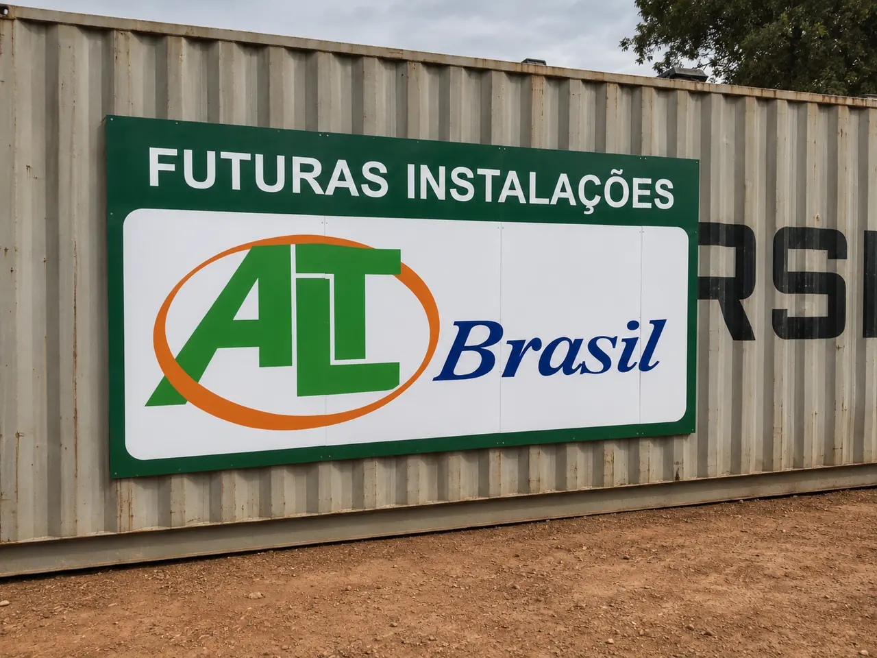 Painel verde institucional em tapume