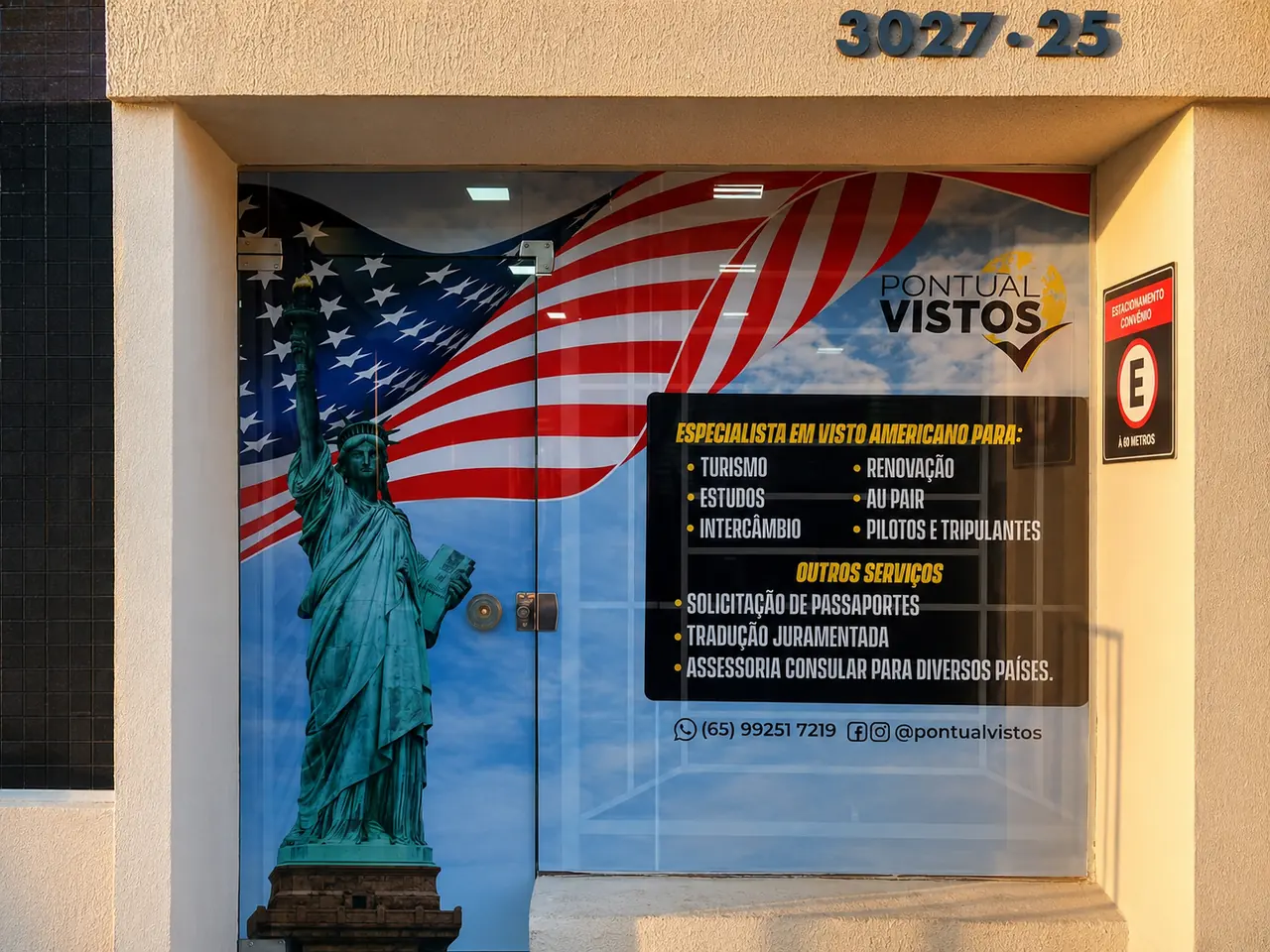 Adesivação em vidro comercial