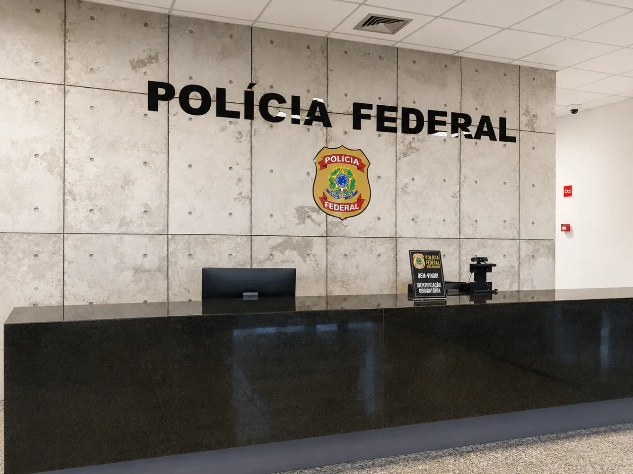 Letras caixa em recepção corporativa